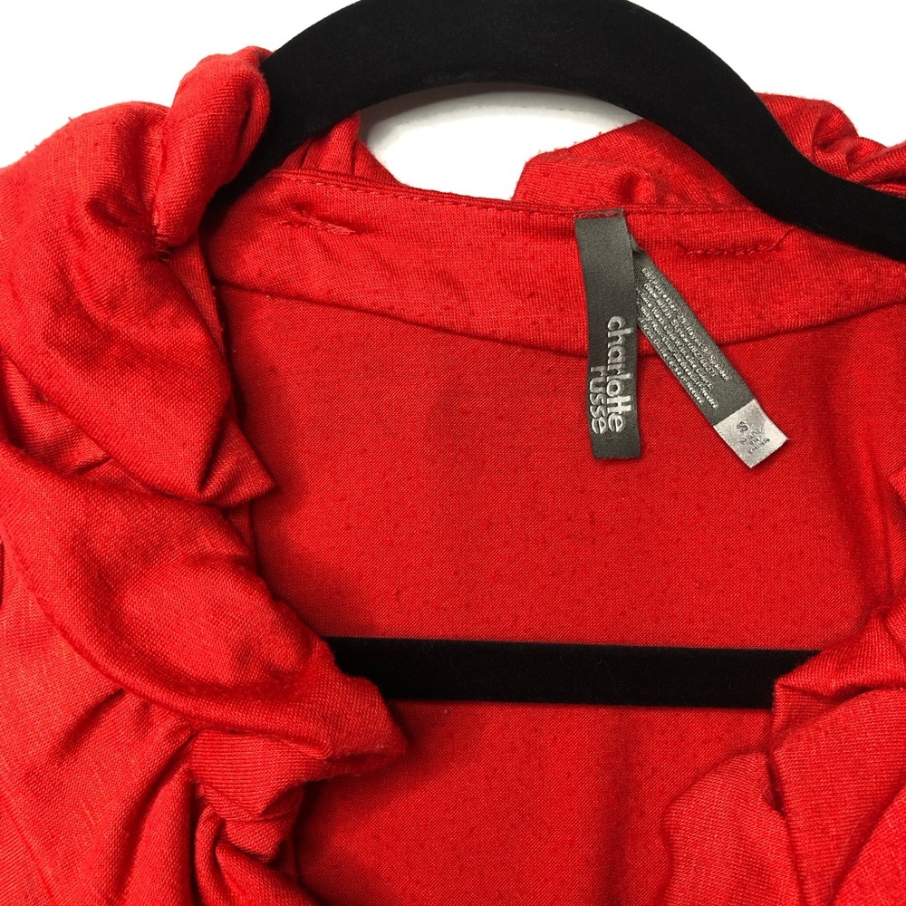 CHARLOTTE RUSSE Red Ruffle Halter Small Top - Picture 3 of 8